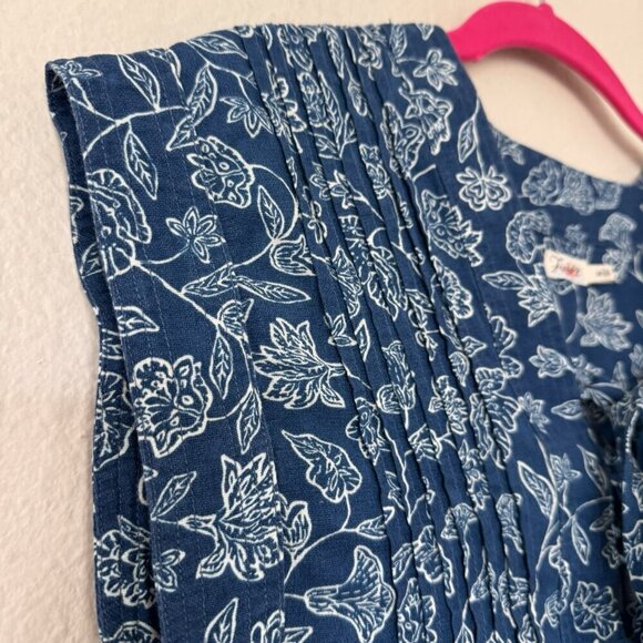 Faherty Cameo Cove Dress Navy Plains Floral Cotton Size Medium Resortwear - Picture 8 of 13
